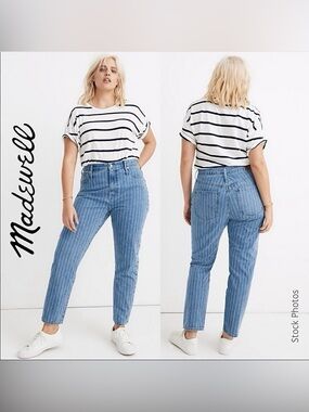 Madewell The Perfect Vintage Crop Jean High-Rise Pinstripe Edition L3915 (32)
